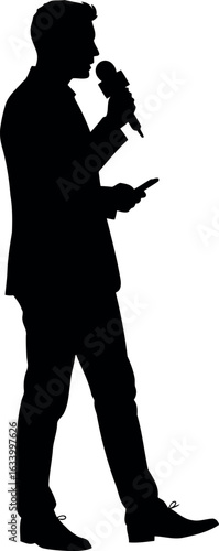 Man speaking into microphone silhouette
