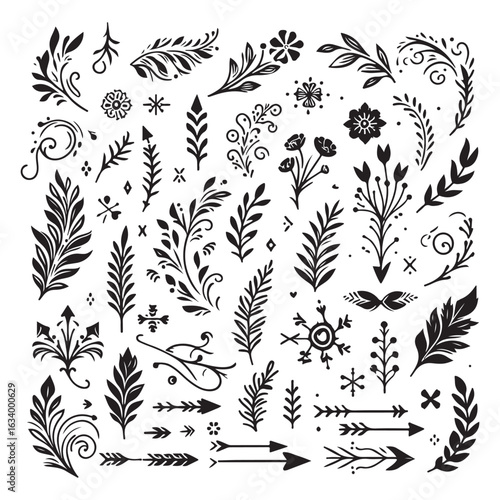 Arrows, floral designs vector elements