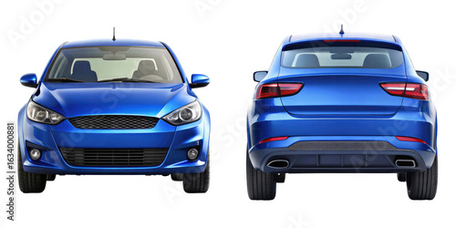 Obraz na płótnie Car Front and back View isolated on transparent white background, clipping path