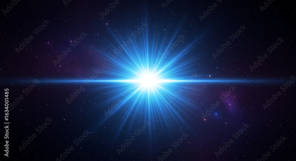 Fototapeta premium Radiant Blue Light Burst in Dark Space