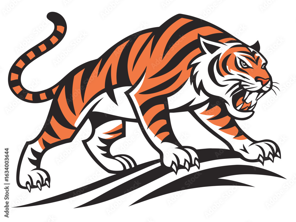 Fototapeta premium Powerful Tiger Silhouetted on a Crest