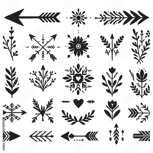 Arrows, floral designs vector elements