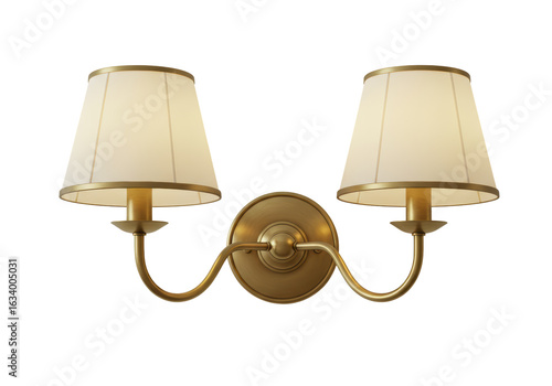 Fototapeta Naklejka Na Ścianę i Meble -  Isolated Classic Wall Sconce with Two Lamps and Beige Shades