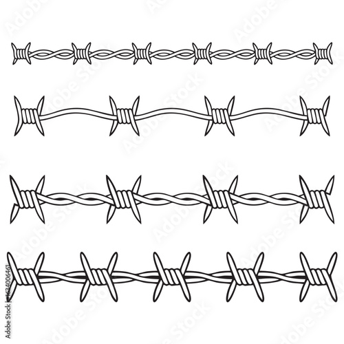 Isolated barbed wire border template. Vector illustration.