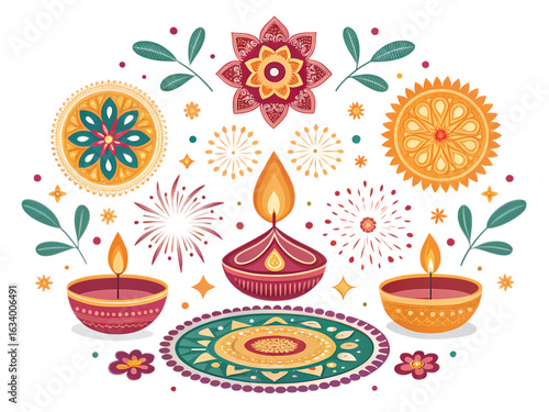 Diwali Celebration: Festive Lights, Rangoli, and Fireworks