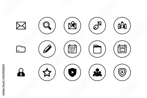 Email Inbox and Notification Icons – UI Collection