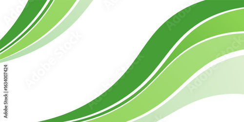Abstract White and Green wave wide background banner