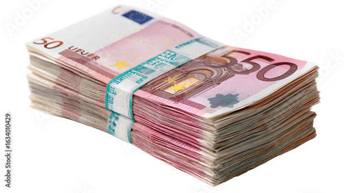 A large stack of fifty euro banknotes wealth money finance