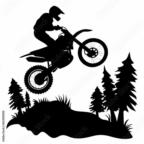 Dirtbike Rider in Forest Silhouette
