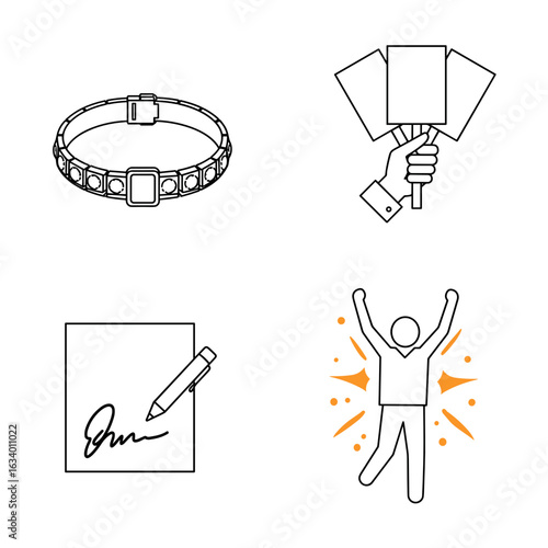 Collection of Big Tennis-themed icons, including Tennis bracelet, fan sign, autograph, victory celebration