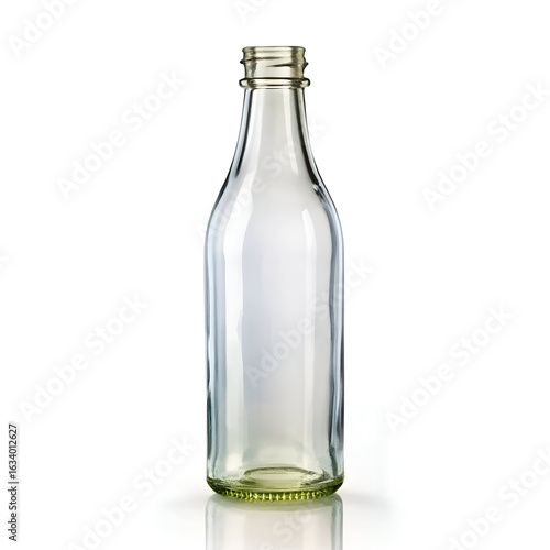 Wallpaper Mural Empty clear glass bottle isolated on white background, perfect for beverages like water, juice, or soda, representing clean packaging and refreshment Torontodigital.ca