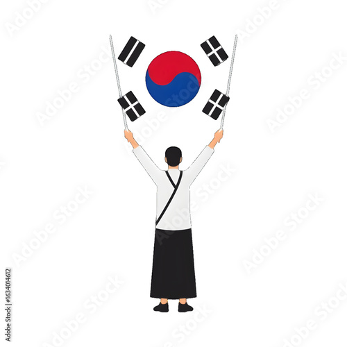 flag of south korea in independence day