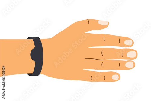black rubber wrist band with an attached RFID electric key, typically used for access control in swimming pools, gyms, fitness centers, and wellness facilities- vector illustration