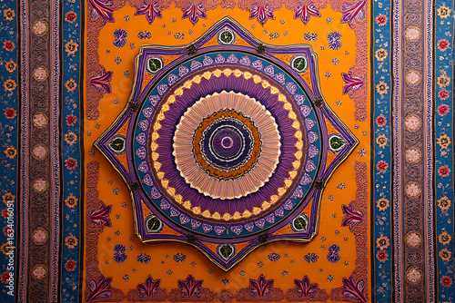 Traditional Thai painting with an intricate floral and ornamental pattern is a seamless design perfect for vintage wall decoration