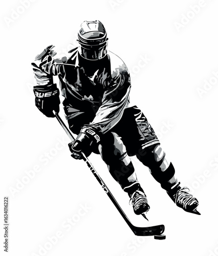 Dynamic Ice Hockey Player Silhouette Vector