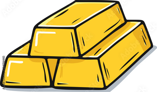Illustration of stacked gold bars, showcasing financial wealth and investment.