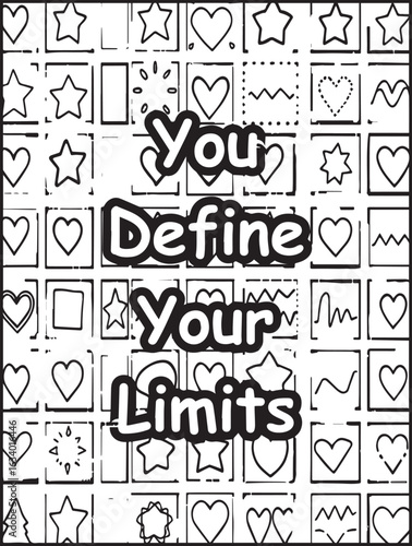 Printable coloring page for kids and adults: Mosaic pattern background: Empowering words to color