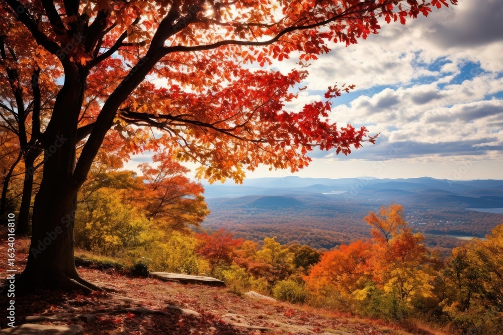 Fototapeta premium Vibrant fall foliage outdoors scenery autumn.