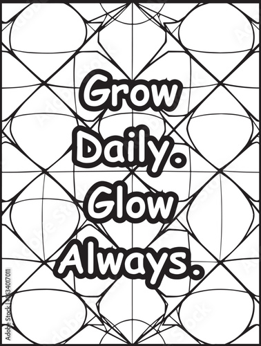 Printable coloring page for kids and adults: Mosaic pattern background: Empowering quote to color