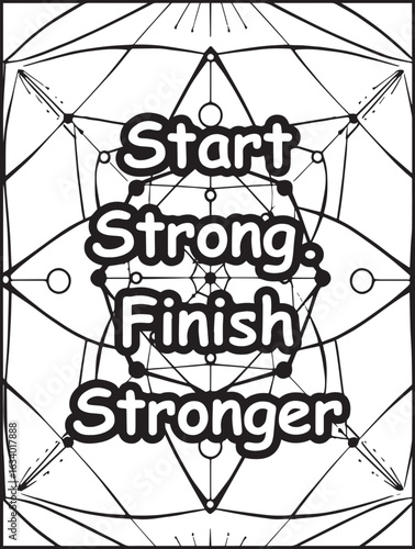 Printable coloring page for kids and adults: Mosaic pattern background: Inspiring words to color