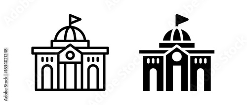 Government multiple icon set of two.line and glyph vector illustration