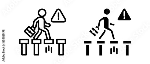 Risk multiple icon set of two.line and glyph vector illustration