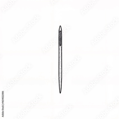 Minimalist sewing needle illustration on white background, creativity