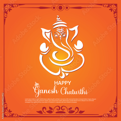 Ganesh Chaturthi festival background, Lord Ganpati or Ganesh Chaturthi social media banner, poster flyer template design with Ganesh vector icon. Ganesha hindu wedding card vector illustration.