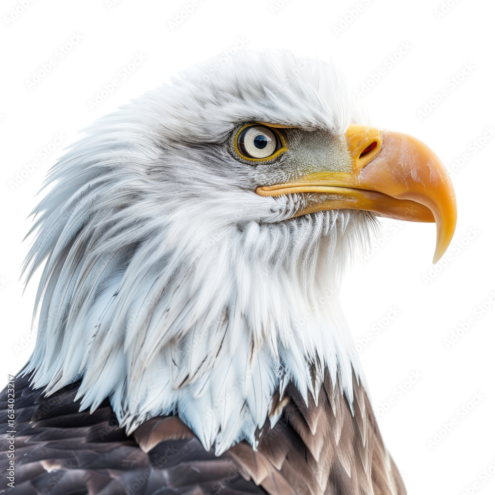 Fototapeta premium Majestic Bald Eagle with Striking Features Against Blue Background