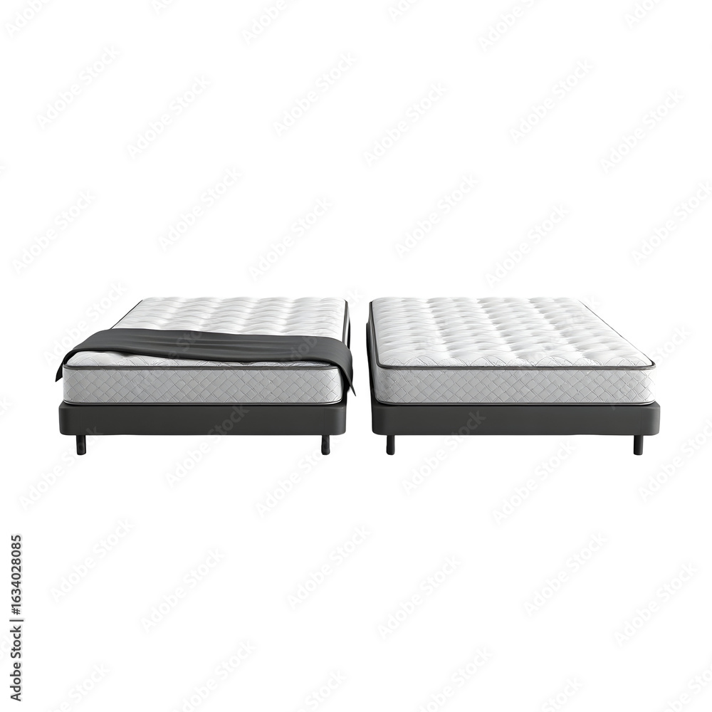 Fototapeta premium Mattress Set with Bed Frame and Blanket