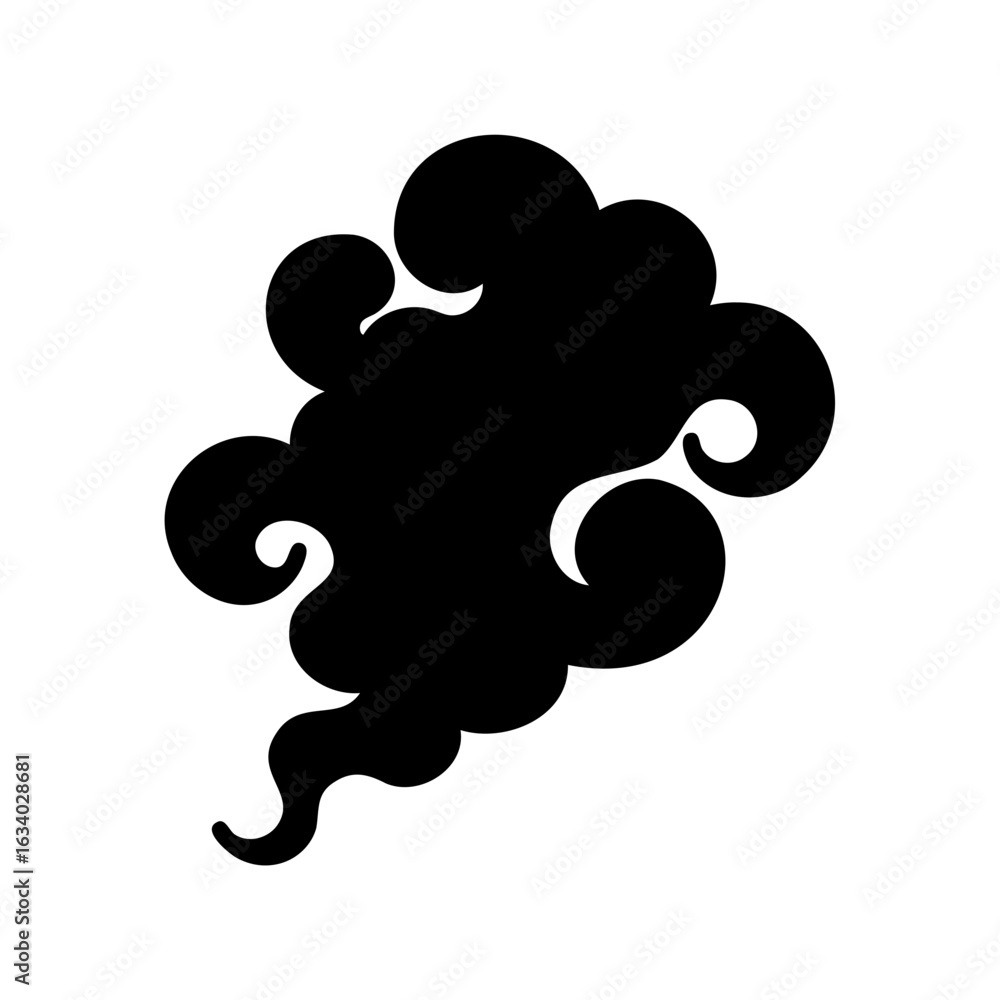 Fototapeta premium Black and white digital image of a stylized cloud or smoke formation