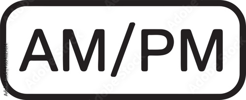 Black Outline Rounded Rectangle With AMPM Text am pm time