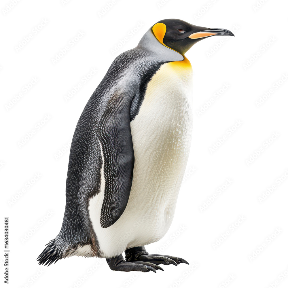Obraz premium Elegant Emperor Penguin Standing Proudly Against a White Background