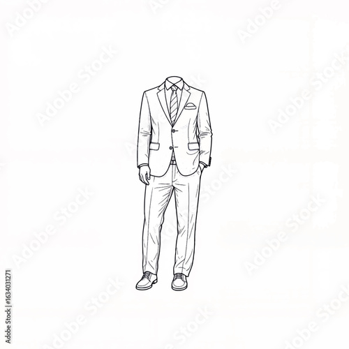 Elegant suit illustration on white background, fashion concept