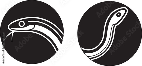 Stylized snake head icon set concept
