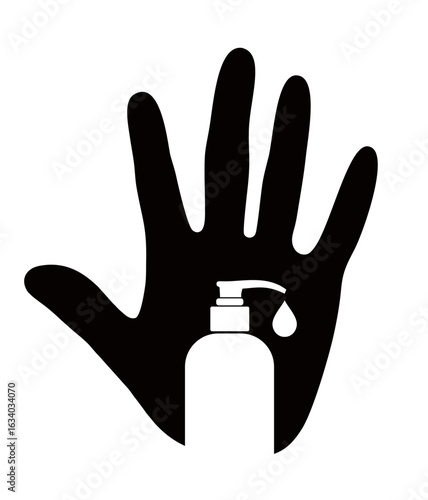 silhouette of a hand and a bottle of soap inside. world handwashing day