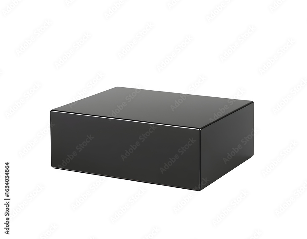 Fototapeta premium Glossy Black Cube Minimalist 3D Render on Transparent Background