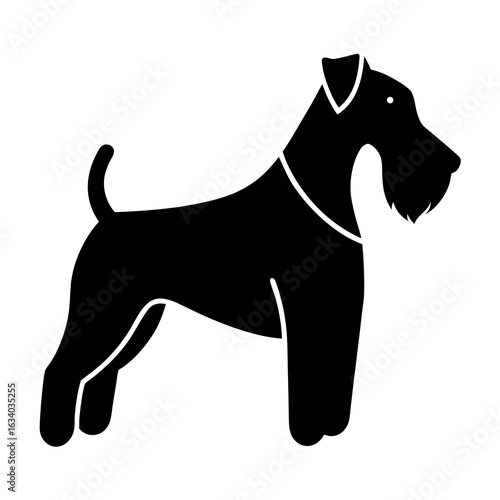 Black silhouette of an airedale terrier dog