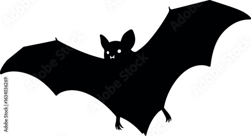 Black bat silhouette flying halloween icon