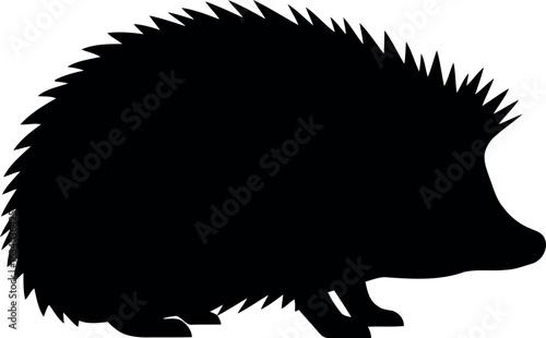 Black hedgehog silhouette minimalist wildlife icon