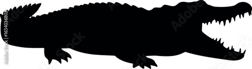 Black crocodile silhouette open mouth danger