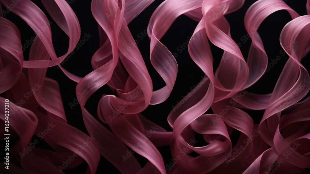 Obraz premium Twisting Satin Ribbons – Rose Red