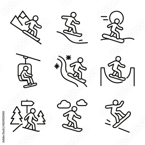 Snowboarding Icon Set