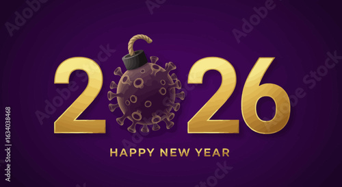 New Year 2026 Illustration with a Pandemic Theme