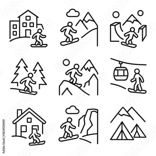 Snowboarding Icon Set