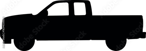 Black pickup truck silhouette side view