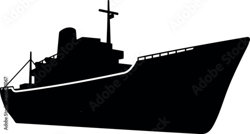 Silhouette cargo ship at sea