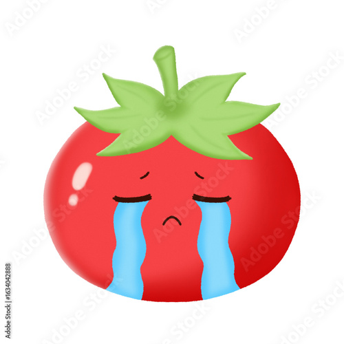 Cute sad tomato character.