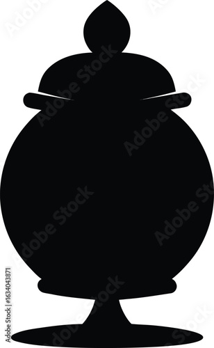A black silhouette cauldron on a white background