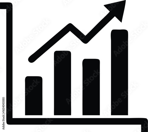 Clean black and white growth chart icon
